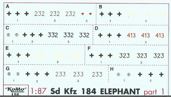 Decals SdKfz 184 Elephant Set Number 1