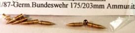 HO Scale Model 175mm and 203mm 6 Empty Brass 6 Rounds US & Bundeswehr