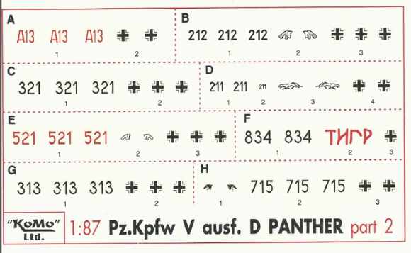 Decals Panther D Set Number 2