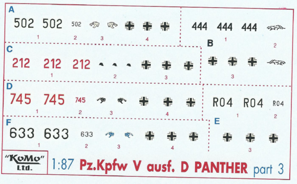 Decals Panther D Set Number 3